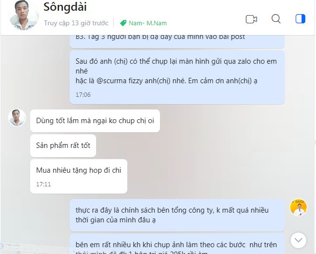 Scurma Fizzy review từ khách hàng Nguyễn Trường Giang (Long Thành, Đồng Nai)